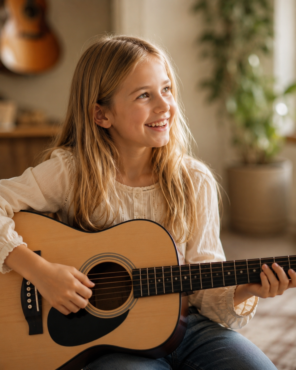 Musician playing premium guitar
